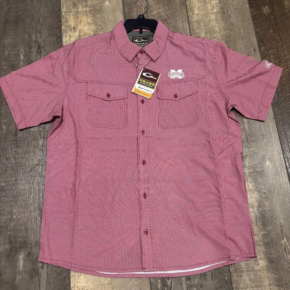Mississippi State Drake Large Short Sleeve Button Down Maroon (New with Tags)